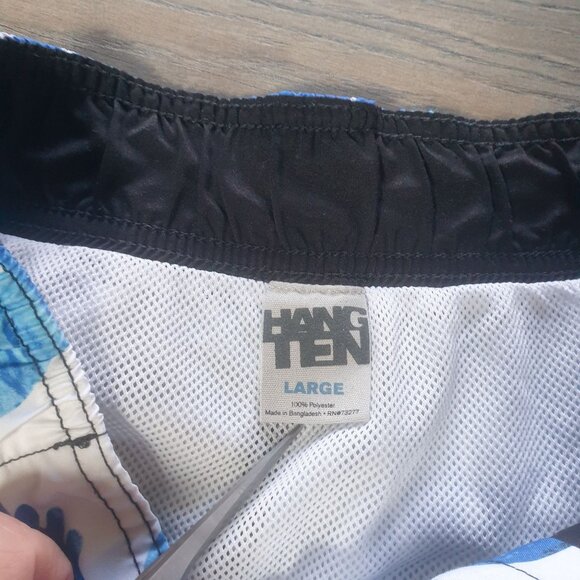 Board Shorts Men Hang Ten Large Blue Floral Hawaiian Swim Trunks 36 In Waist - Picture 3 of 5